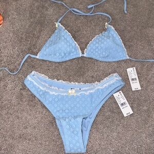 Pacsun Light Blue Bikini with Lace Detail.